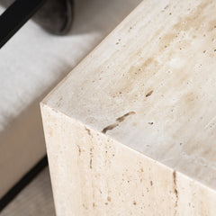Palermo Beige/Brown Travertine End Table - Ornate Home