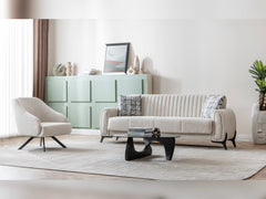 Palermo Cream 3-pieces (Sofa & Loveseat & Chair) Living Room Set - Ornate Home