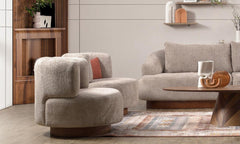 Palermo Gray Round Swivel Arm Chair - Ornate Home