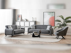 Palermo Grey 3-pieces (Sofa & Loveseat & Chair) Living Room Set - Ornate Home