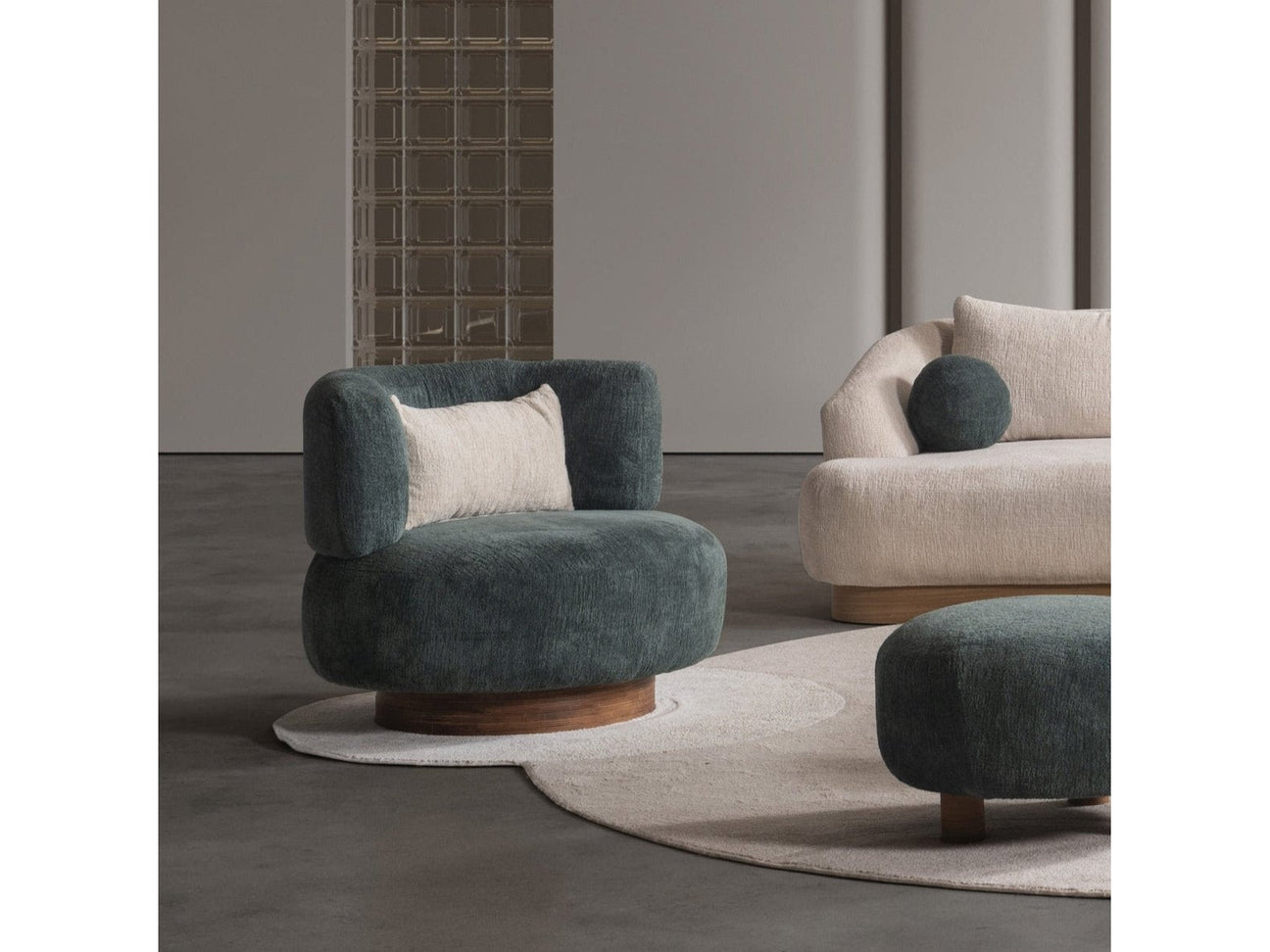 Palermo Teal Round Swivel Arm Chair - Ornate Home