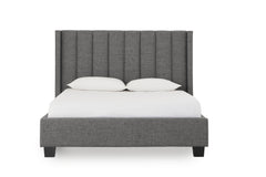 Palermo Upholstered Wingback Platform Bed in Dark Stone - Ornate Home