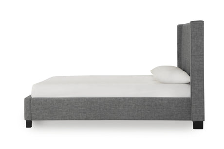 Palermo Upholstered Wingback Platform Bed in Dark Stone - Ornate Home