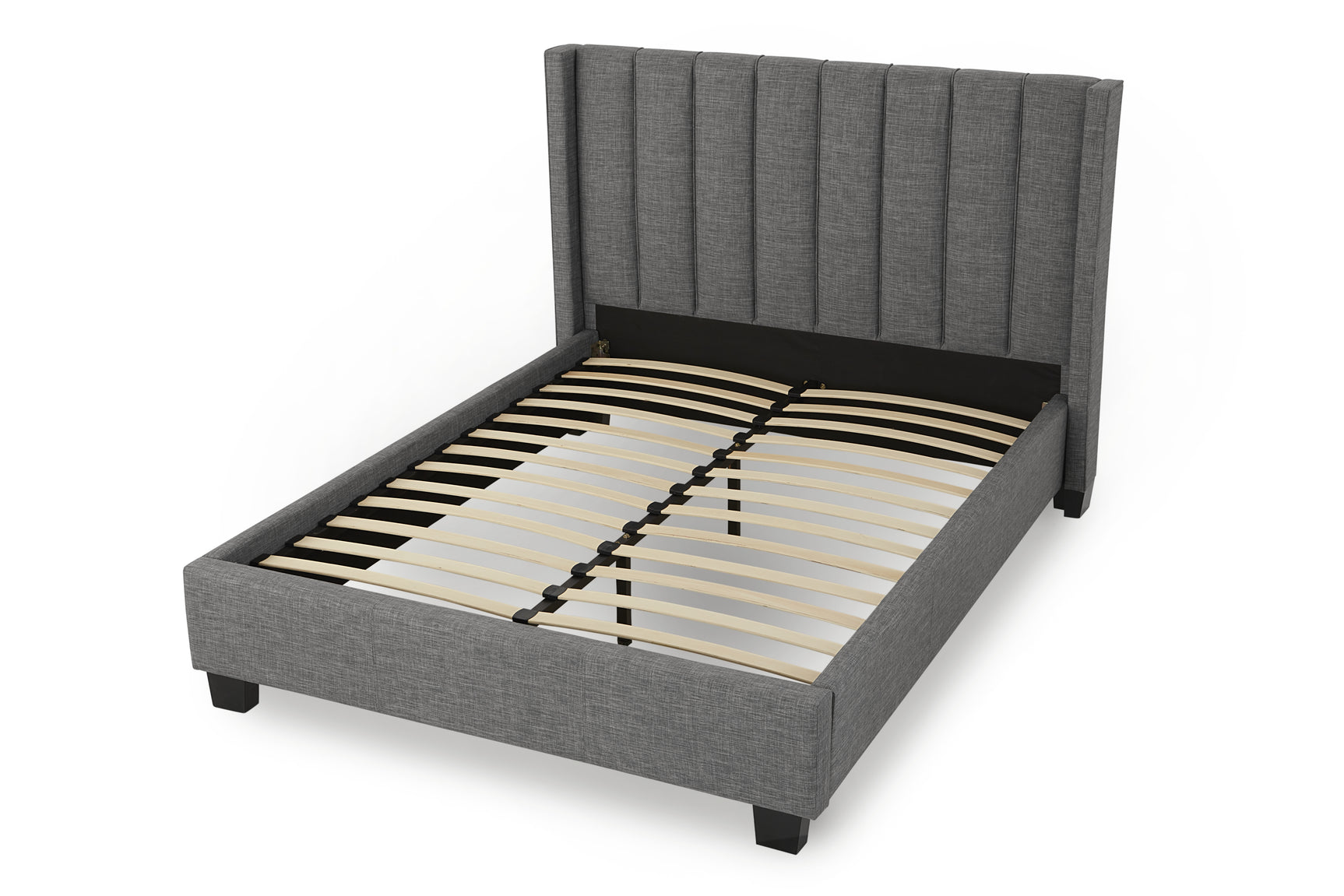 Palermo Upholstered Wingback Platform Bed in Dark Stone - Ornate Home