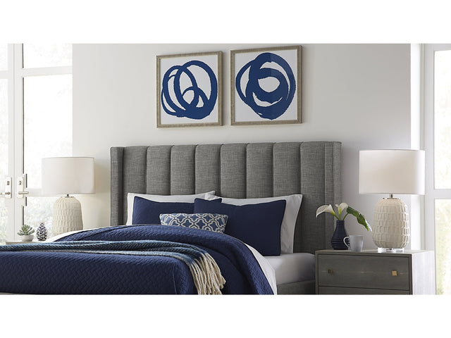 Palermo Wingback Upholstered Headboard in Dark Stone Linen - Ornate Home