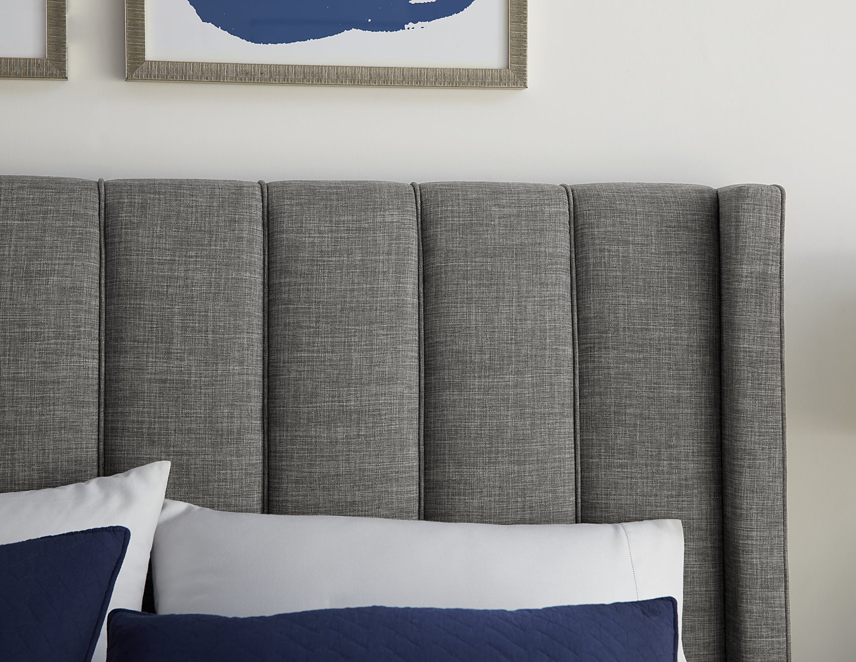 Palermo Wingback Upholstered Headboard in Dark Stone Linen - Ornate Home