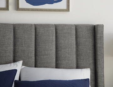 Palermo Wingback Upholstered Headboard in Dark Stone Linen - Ornate Home