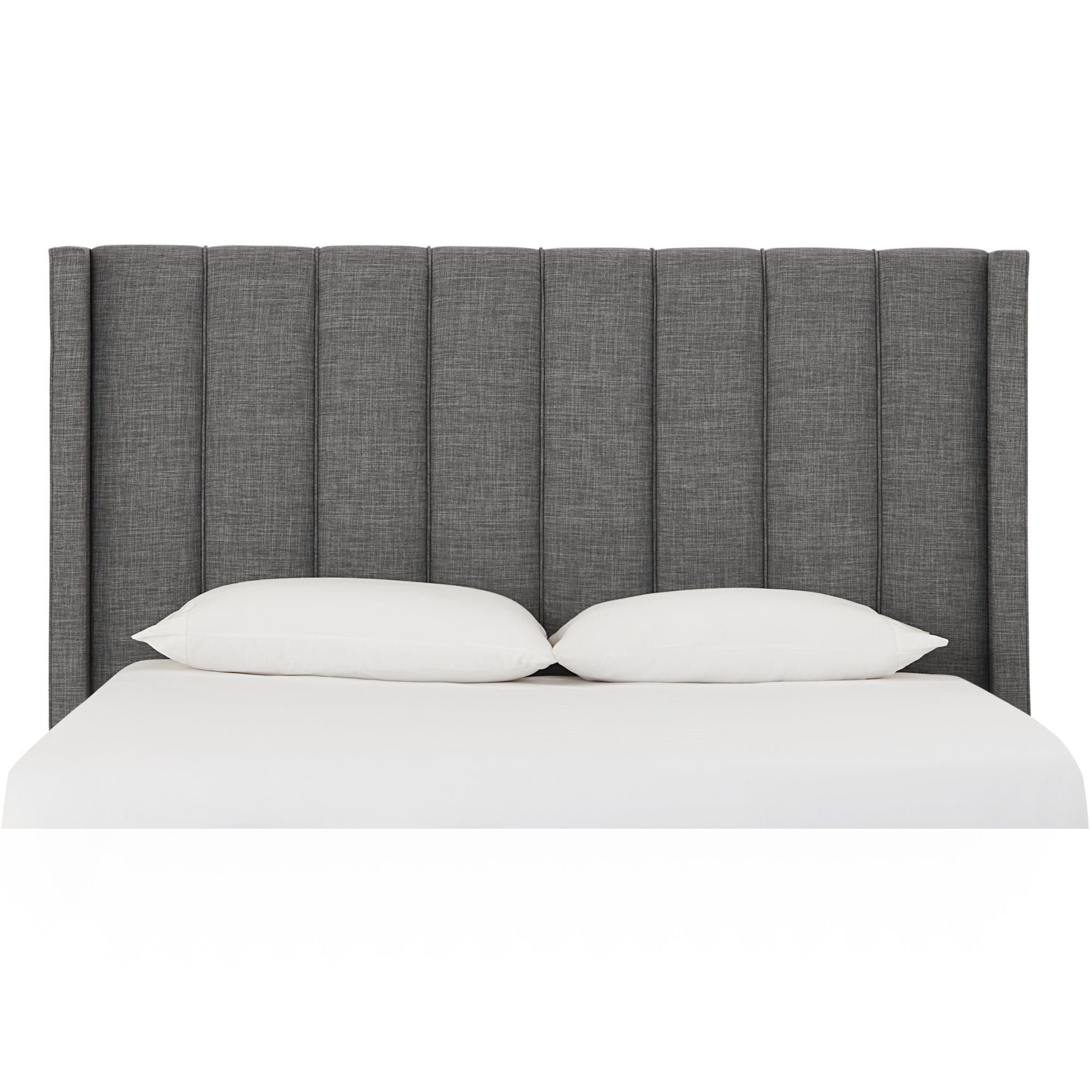 Palermo Wingback Upholstered Headboard in Dark Stone Linen - Ornate Home