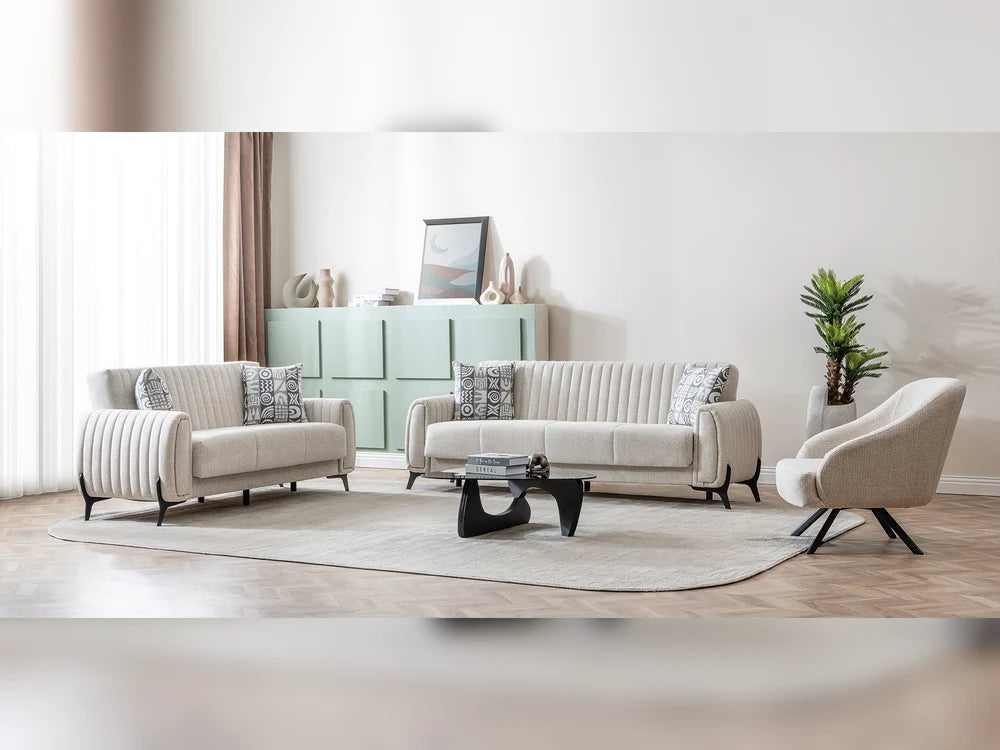 Palermo Cream 3-pieces (Sofa & Loveseat & Chair) Living Room Set