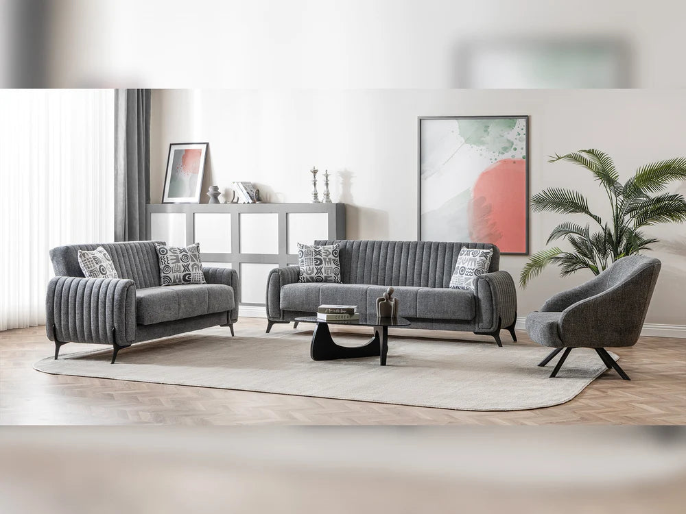 Palermo Grey 3-pieces (Sofa & Loveseat & Chair) Living Room Set