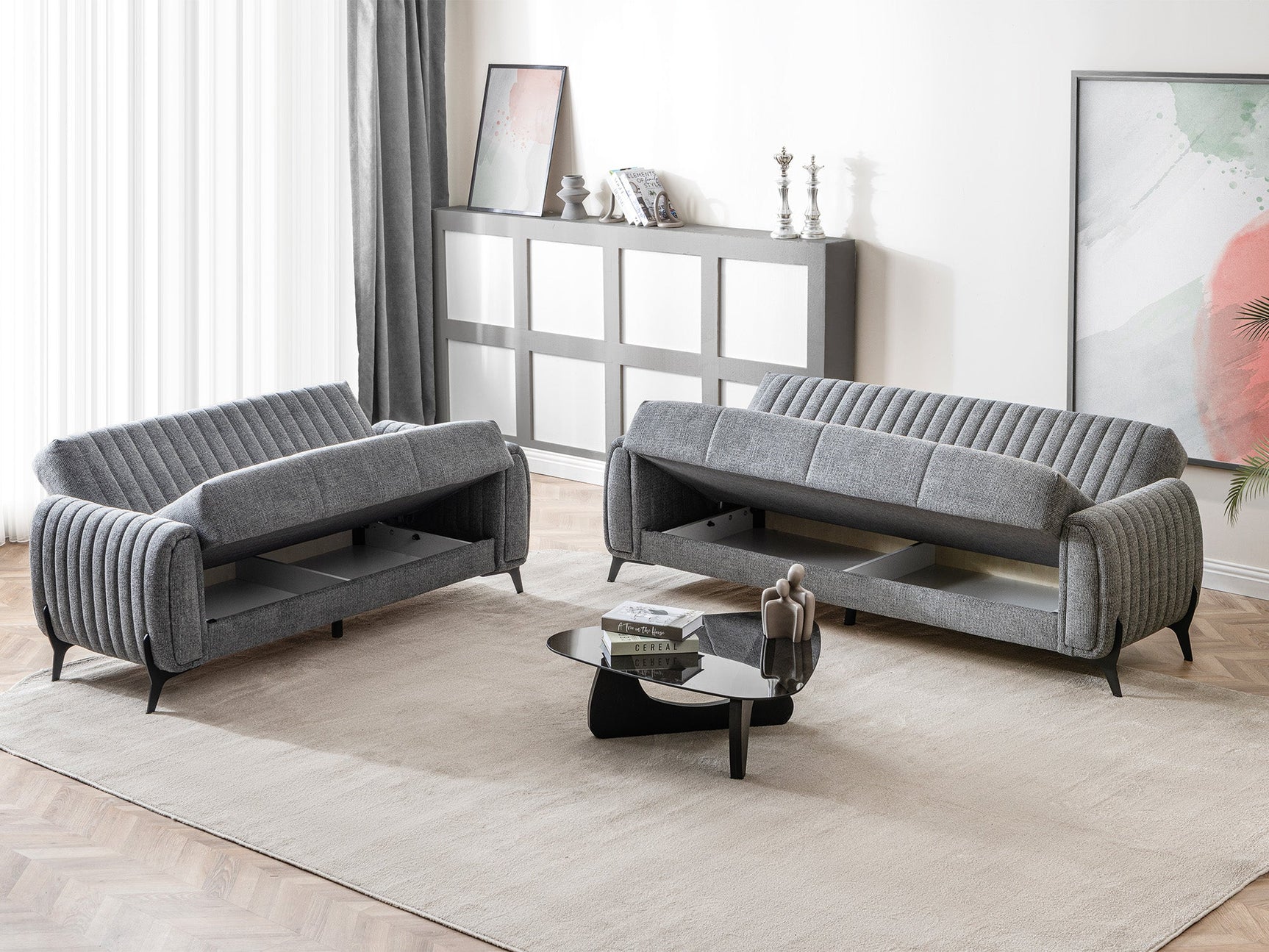 Palermo Grey Convertible Loveseat