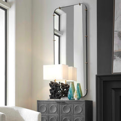 Pali Black/Gold Industrial Dressing Mirror - Ornate Home