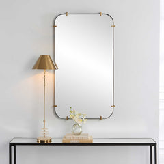 Pali Black/Gold Industrial Iron Mirror - Ornate Home
