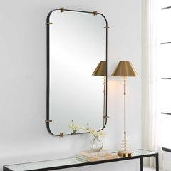 Pali Black/Gold Industrial Iron Mirror - Ornate Home