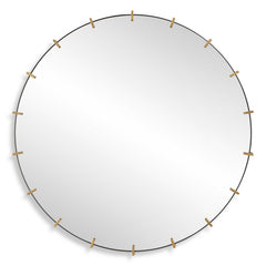 Pali Black/Gold Industrial Round Mirror - Ornate Home