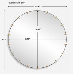 Pali Black/Gold Industrial Round Mirror - Ornate Home