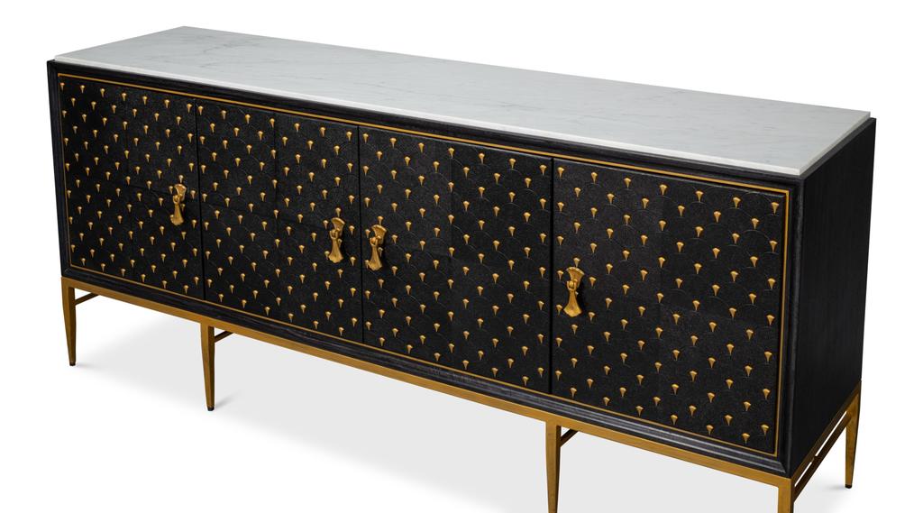 Palisade Black Shagreen Credenza - Ornate Home