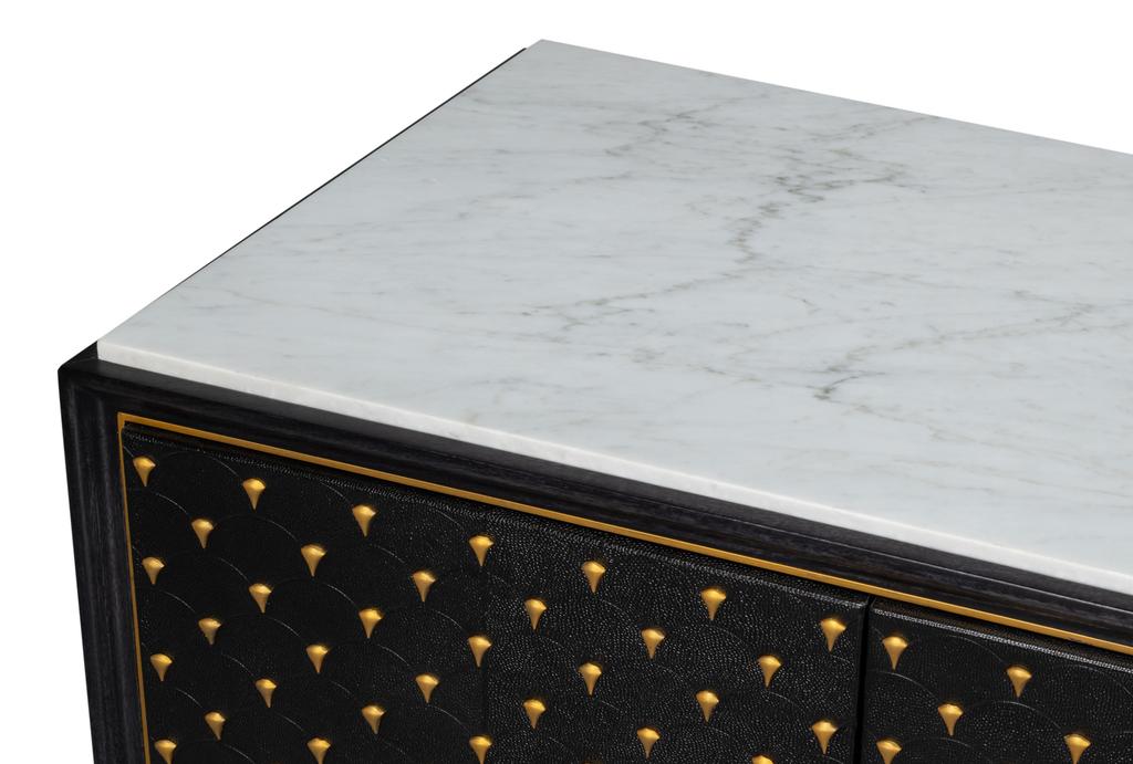Palisade Black Shagreen Credenza - Ornate Home