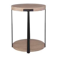 Palisade Bronze/Woodtone Natural Round Side Table - Ornate Home