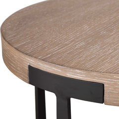 Palisade Bronze/Woodtone Natural Round Side Table - Ornate Home