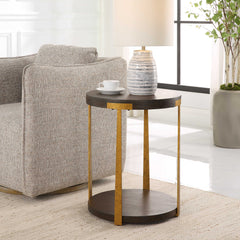 Palisade Woodtone Round Wood Side Table - Ornate Home