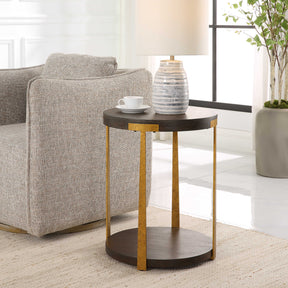 Palisade Woodtone Round Wood Side Table - Ornate Home