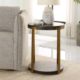 Palisade Woodtone Round Wood Side Table - Ornate Home
