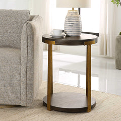 Palisade Woodtone Round Wood Side Table - Ornate Home