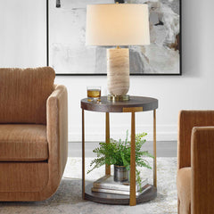Palisade Woodtone Round Wood Side Table - Ornate Home