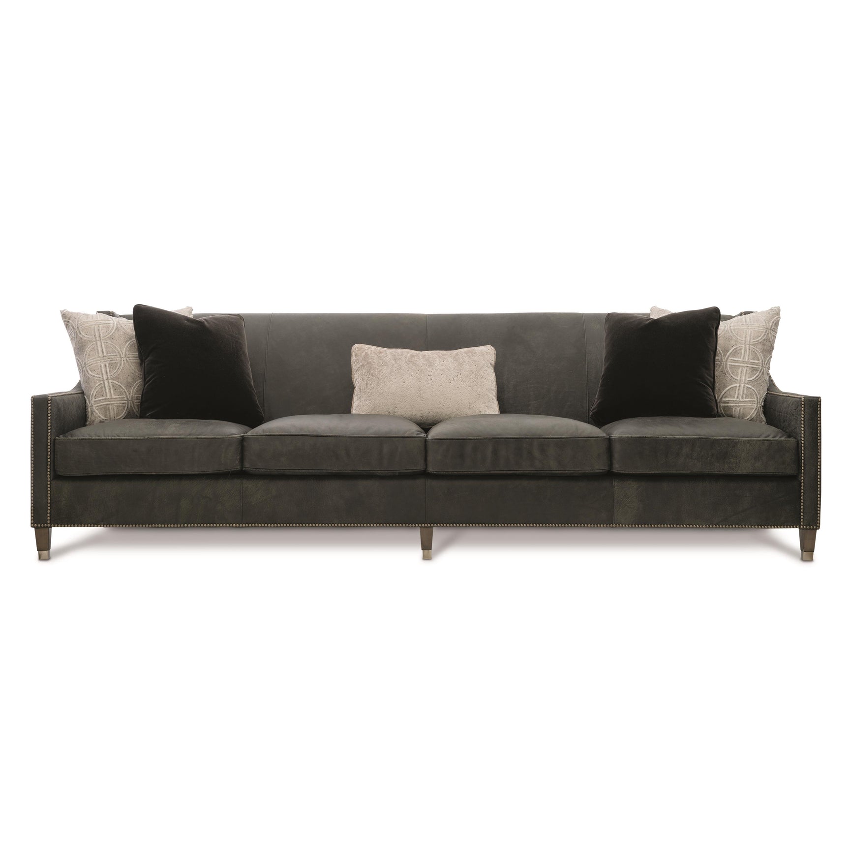 Palisades Charcoal Leather Sofa - Ornate Home
