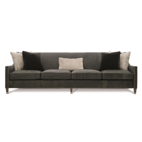 Palisades Charcoal Leather Sofa - Ornate Home