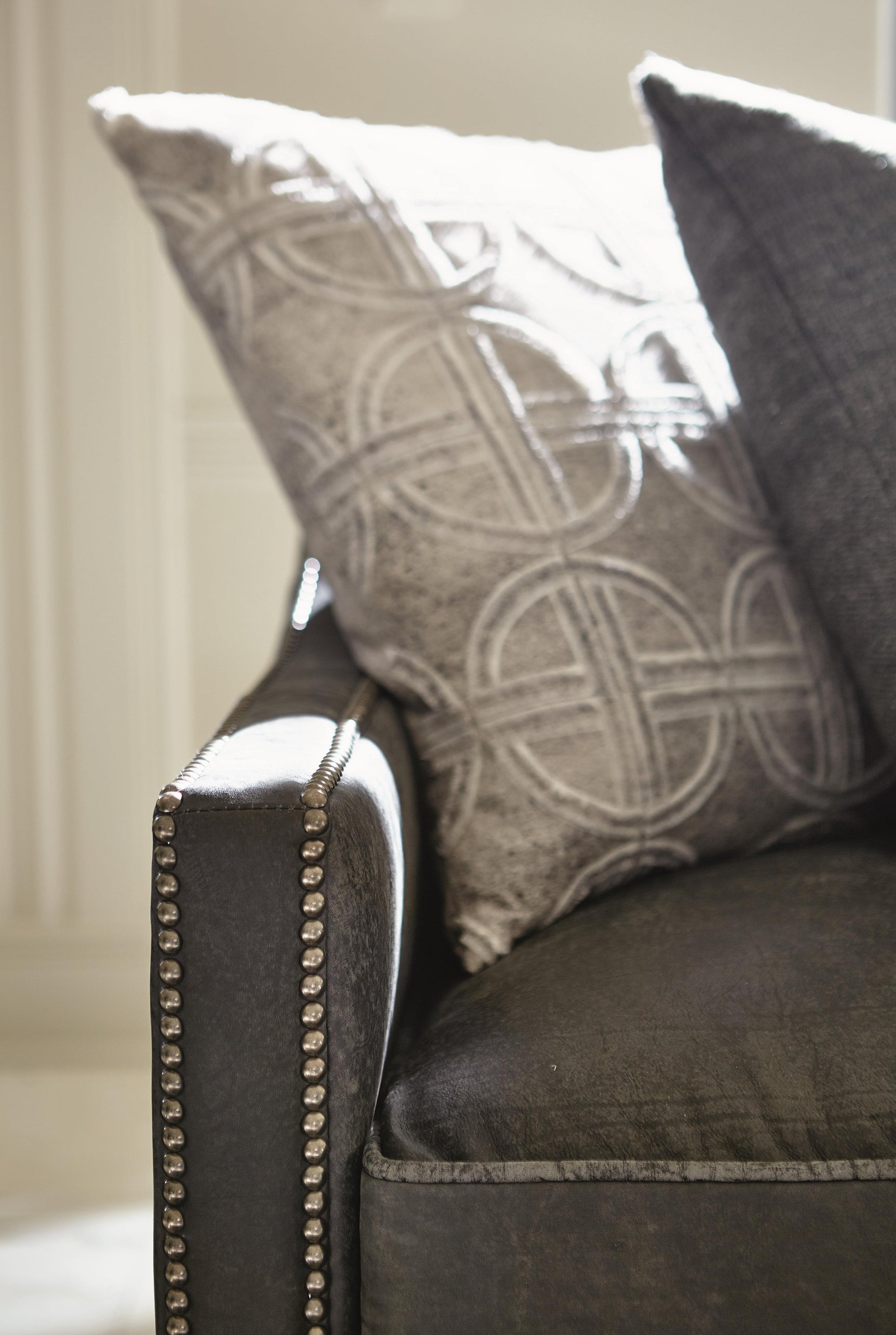 Palisades Charcoal Leather Sofa - Ornate Home