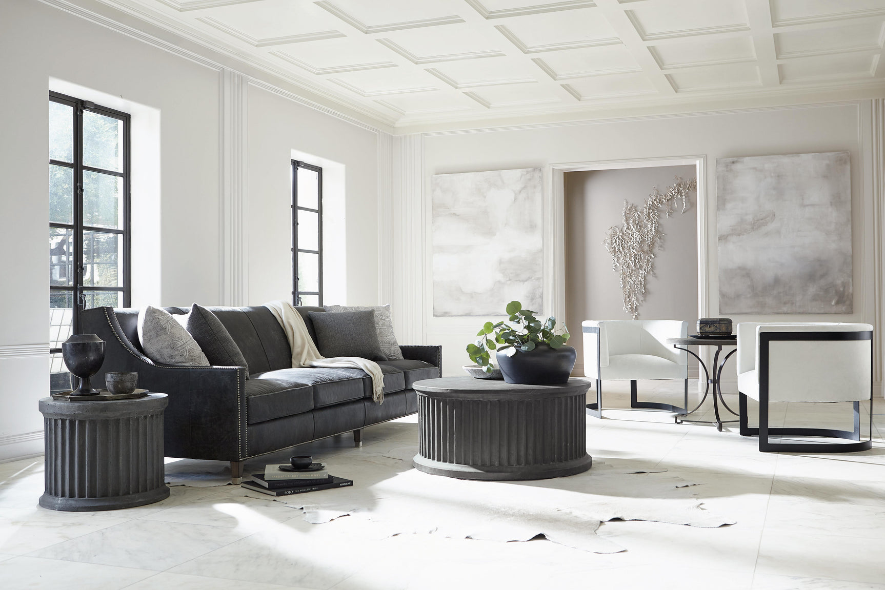 Palisades Charcoal Leather Sofa - Ornate Home