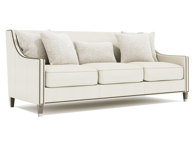 Palisades White/Cream Leather Sofa - Ornate Home