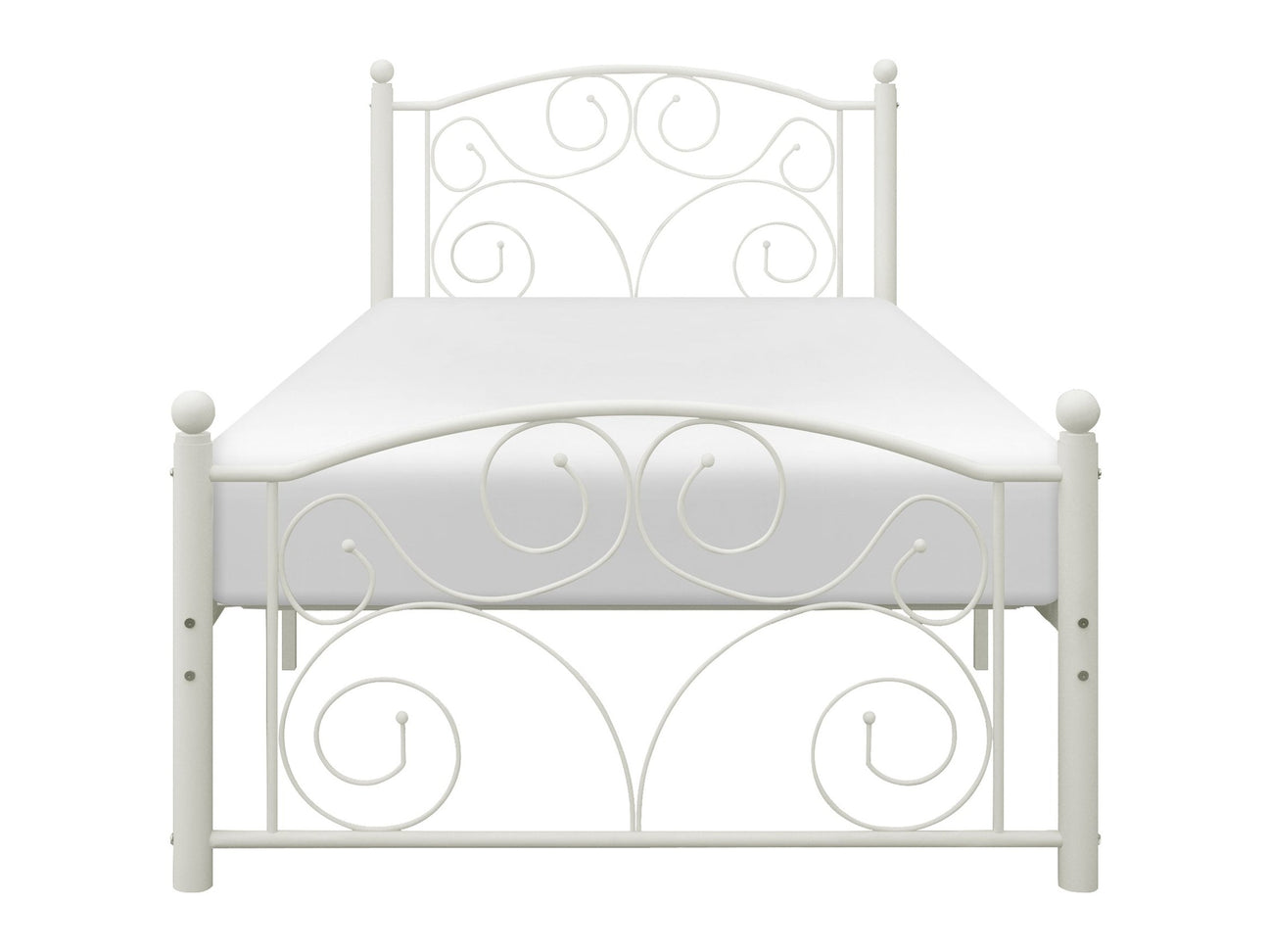 Pallina White Twin Metal Platfom Bed - Ornate Home