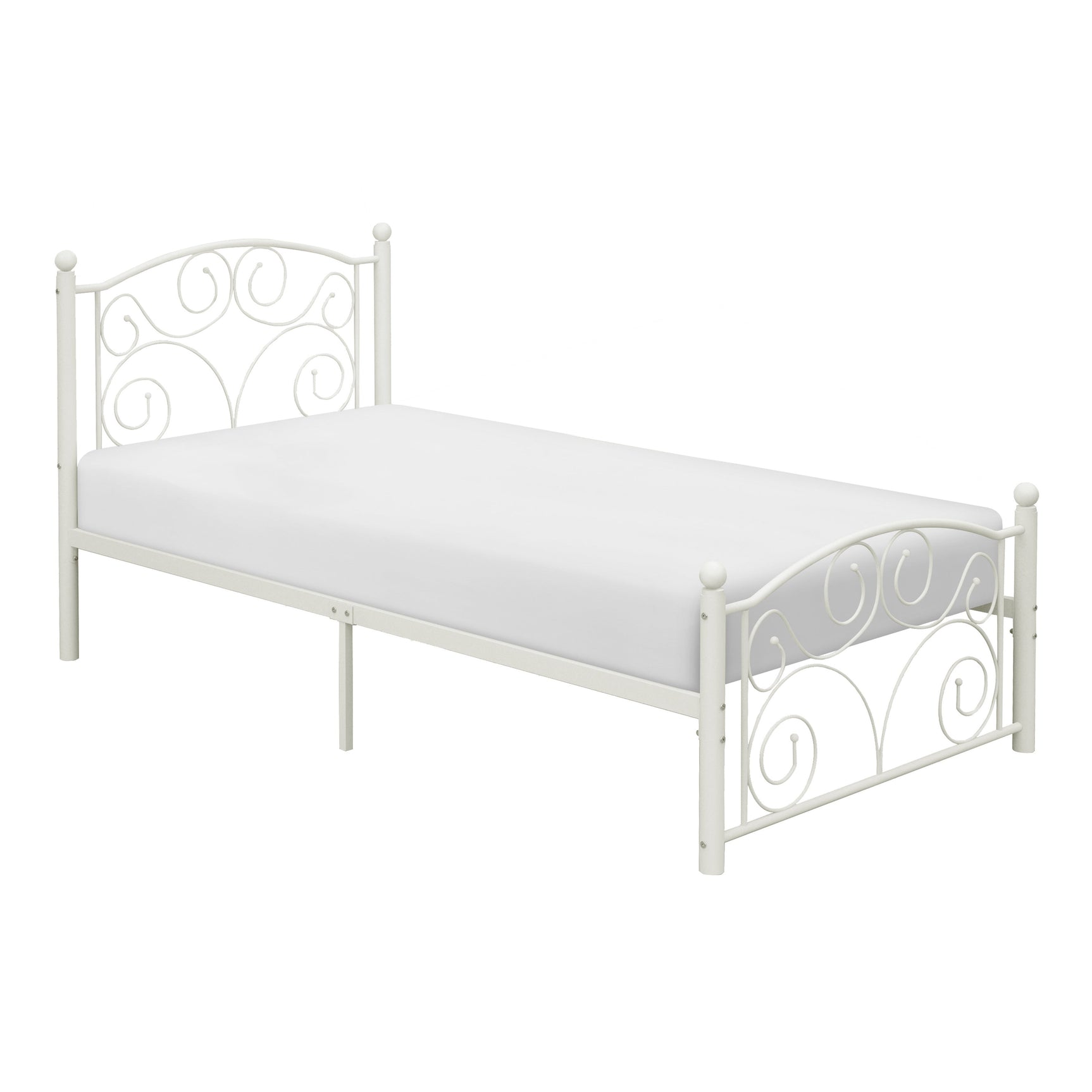 Pallina White Twin Metal Platfom Bed - Ornate Home