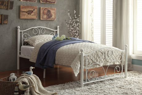 Pallina White Twin Metal Platfom Bed - Ornate Home