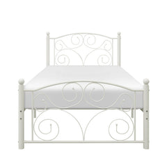 Pallina White Twin Metal Platfom Bed - Ornate Home