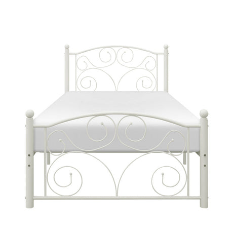 Pallina White Twin Metal Platfom Bed - Ornate Home