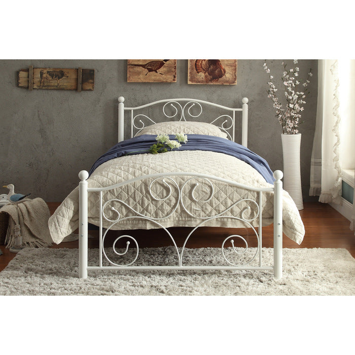Pallina White Twin Metal Platfom Bed - Ornate Home