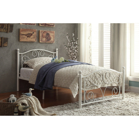 Pallina White Twin Metal Platfom Bed - Ornate Home