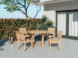Palm 5-Piece Round Teak Outdoor Dining Set - Ornate Home