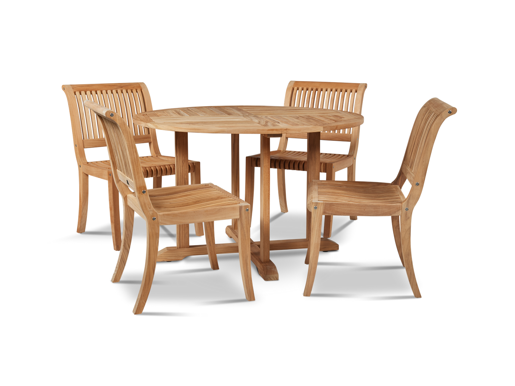 Palm 5-Piece Round Teak Outdoor Dining Set - Ornate Home