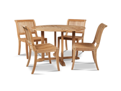 Palm 5-Piece Round Teak Outdoor Dining Set - Ornate Home