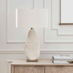 Palm Leaf White Table Lamp - Ornate Home
