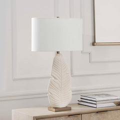 Palm Leaf White Table Lamp - Ornate Home