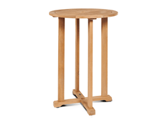 Palm Round Teak Outdoor Bar Height Bistro Table with Umbrella Hole - Ornate Home