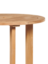 Palm Round Teak Outdoor Bar Height Bistro Table with Umbrella Hole - Ornate Home