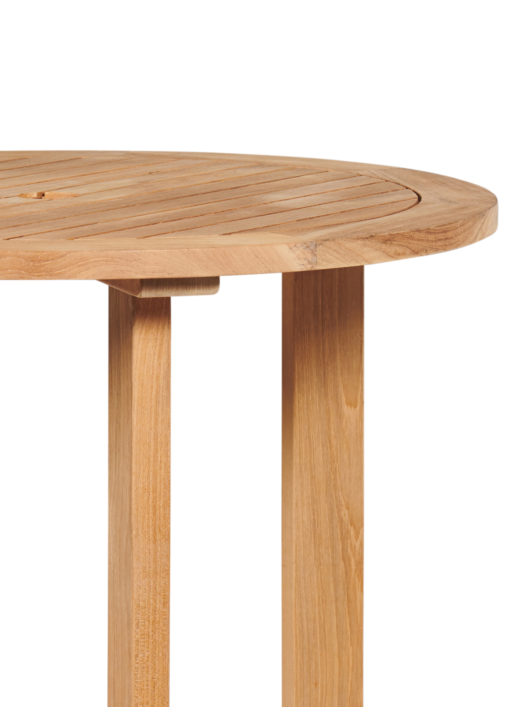 Palm Round Teak Outdoor Bar Height Bistro Table with Umbrella Hole - Ornate Home