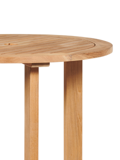 Palm Round Teak Outdoor Bar Height Bistro Table with Umbrella Hole - Ornate Home